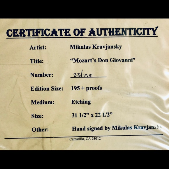 MIKULAS KRAVJANSKY “MOZART'S DON GIOVANNI” 1996 - Picture 6 of 6